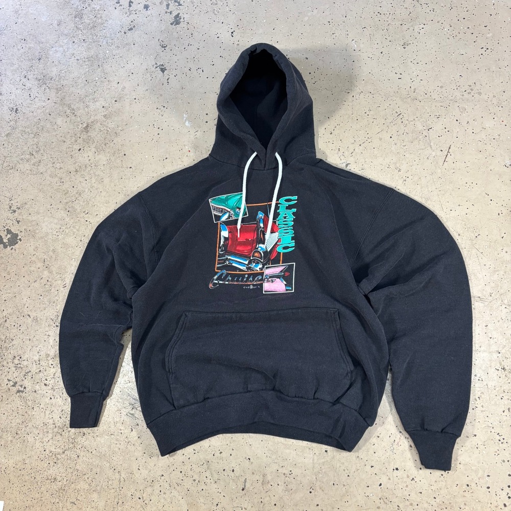 Vintage 1994 Wild Hare Classic Cruisers Car‎ Graphic Hoodie Black Mens XL